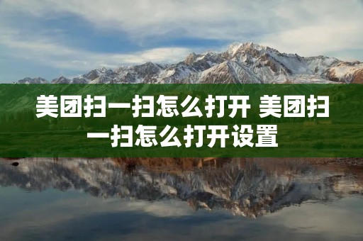 美团扫一扫怎么打开 美团扫一扫怎么打开设置