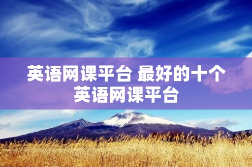 英语网课平台 最好的十个英语网课平台