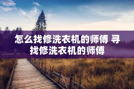 怎么找修洗衣机的师傅 寻找修洗衣机的师傅