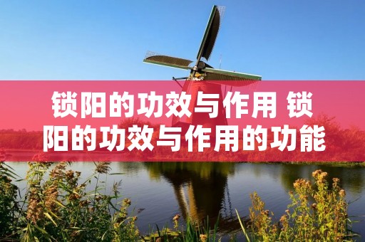 锁阳的功效与作用 锁阳的功效与作用的功能与主治与用量
