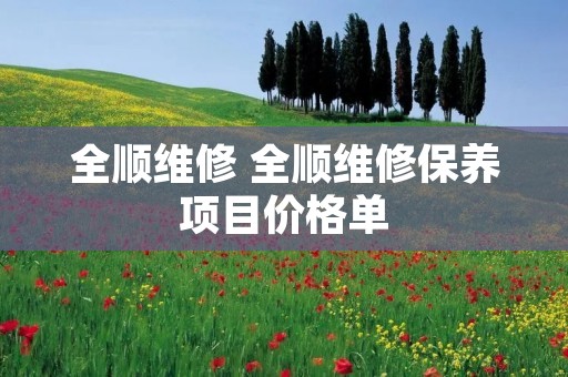 全顺维修 全顺维修保养项目价格单 全顺维修 全顺维修保养项目价格单