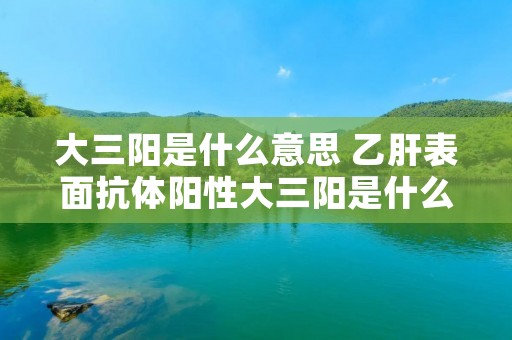 大三阳是什么意思 乙肝表面抗体阳性大三阳是什么意思