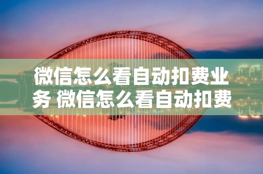 微信怎么看自动扣费业务 微信怎么看自动扣费业务信息 微信怎么看自动扣费业务 微信怎么看自动扣费业务信息
