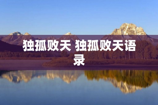 独孤败天 独孤败天语录
