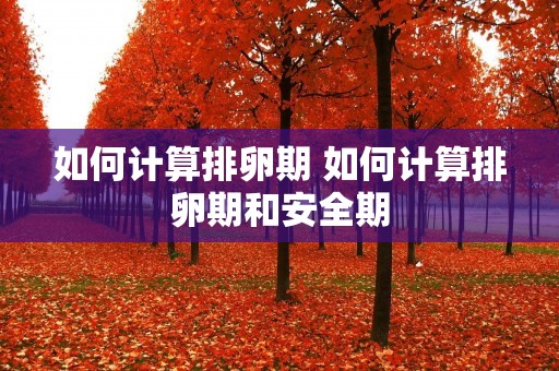 如何计算排卵期 如何计算排卵期和安全期 如何计算排卵期 如何计算排卵期和安全期