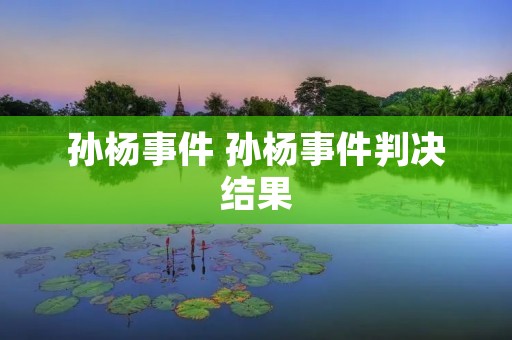 孙杨事件 孙杨事件判决结果