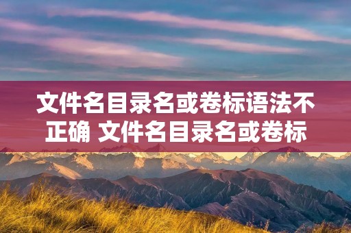 文件名目录名或卷标语法不正确 文件名目录名或卷标语法不正确怎么解决win10