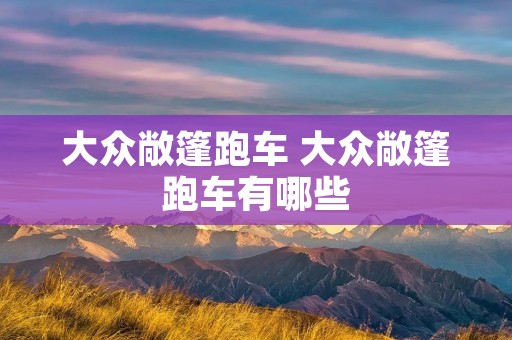 大众敞篷跑车 大众敞篷跑车有哪些