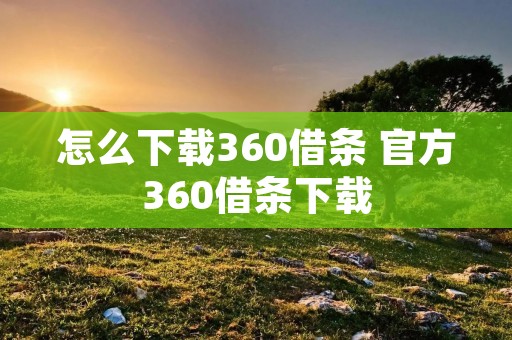 怎么下载360借条 官方360借条下载