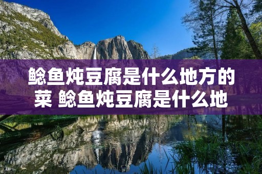 鲶鱼炖豆腐是什么地方的菜 鲶鱼炖豆腐是什么地方的菜系