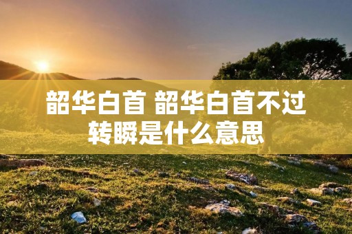 韶华白首 韶华白首不过转瞬是什么意思