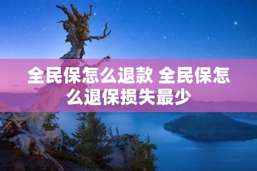 全民保怎么退款 全民保怎么退保损失最少