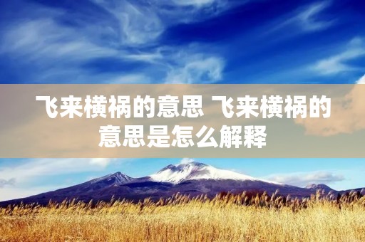 飞来横祸的意思 飞来横祸的意思是怎么解释