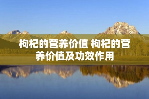 枸杞的营养价值 枸杞的营养价值及功效作用