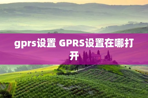 gprs设置 GPRS设置在哪打开