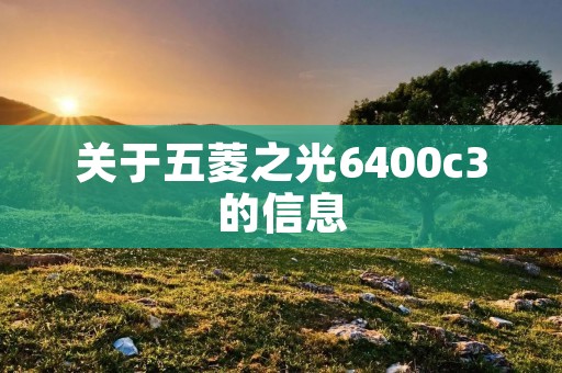 关于五菱之光6400c3的信息 关于五菱之光6400c3的信息