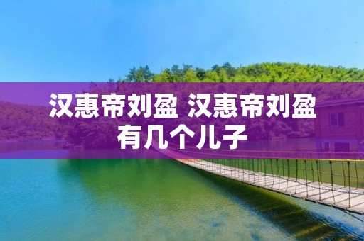 汉惠帝刘盈 汉惠帝刘盈有几个儿子