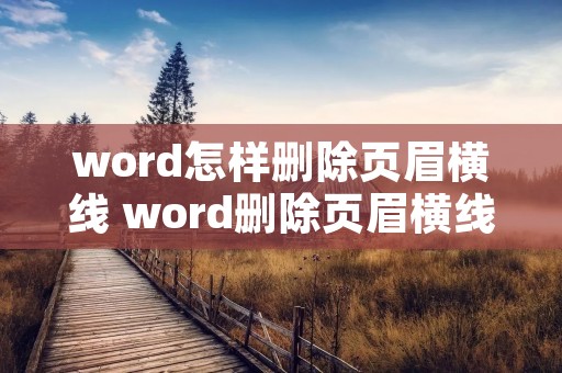 word怎样删除页眉横线 word删除页眉横线快捷 word怎样删除页眉横线 word删除页眉横线快捷