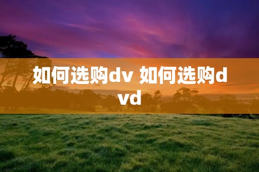 如何选购dv 如何选购dvd