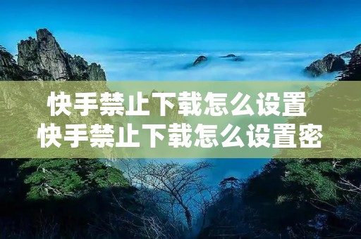 快手禁止下载怎么设置 快手禁止下载怎么设置密码 快手禁止下载怎么设置 快手禁止下载怎么设置密码