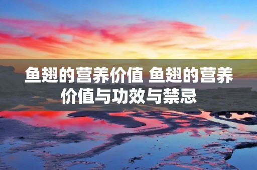 鱼翅的营养价值 鱼翅的营养价值与功效与禁忌 鱼翅的营养价值 鱼翅的营养价值与功效与禁忌