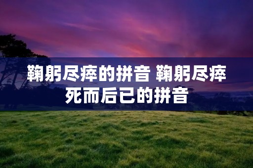 鞠躬尽瘁的拼音 鞠躬尽瘁死而后已的拼音