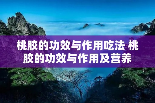 桃胶的功效与作用吃法 桃胶的功效与作用及营养