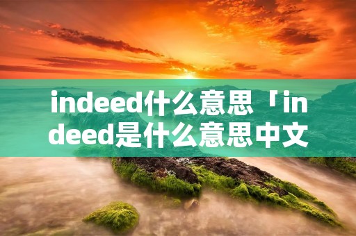 indeed什么意思「indeed是什么意思中文翻译是什么意思」