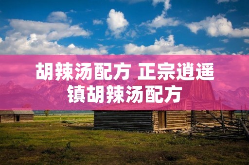 胡辣汤配方 正宗逍遥镇胡辣汤配方