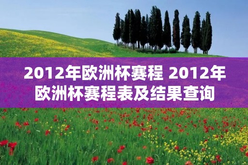 2012年欧洲杯赛程 2012年欧洲杯赛程表及结果查询 2012年欧洲杯赛程 2012年欧洲杯赛程表及结果查询