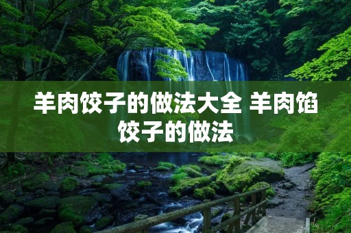 羊肉饺子的做法大全 羊肉馅饺子的做法