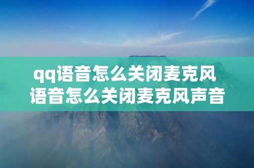 qq语音怎么关闭麦克风 语音怎么关闭麦克风声音 qq语音怎么关闭麦克风 语音怎么关闭麦克风声音
