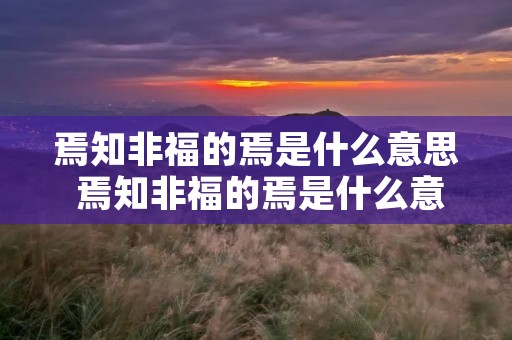 焉知非福的焉是什么意思 焉知非福的焉是什么意思非是什么意思