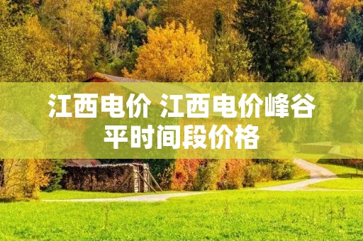 江西电价 江西电价峰谷平时间段价格
