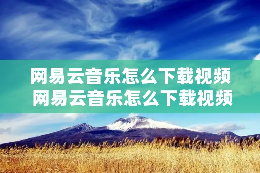 网易云音乐怎么下载视频 网易云音乐怎么下载视频到本地 网易云音乐怎么下载视频 网易云音乐怎么下载视频到本地