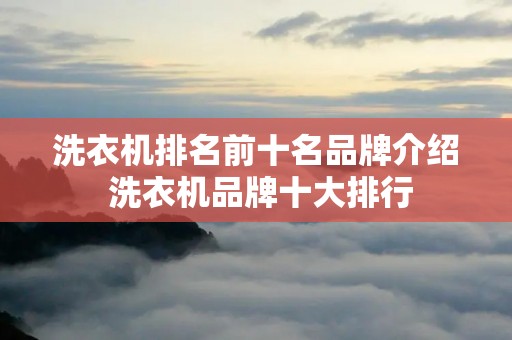 洗衣机排名前十名品牌介绍 洗衣机品牌十大排行