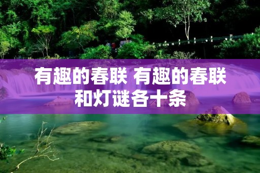有趣的春联 有趣的春联和灯谜各十条