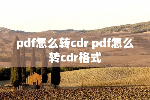 pdf怎么转cdr pdf怎么转cdr格式