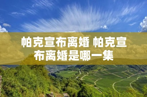 帕克宣布离婚 帕克宣布离婚是哪一集