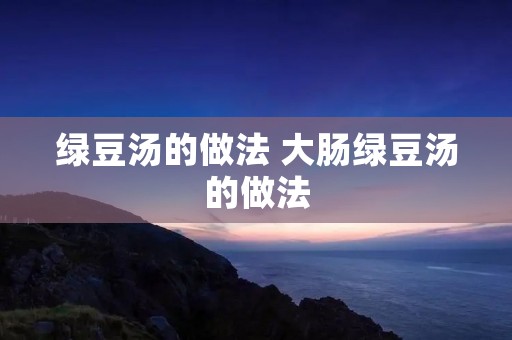 绿豆汤的做法 大肠绿豆汤的做法