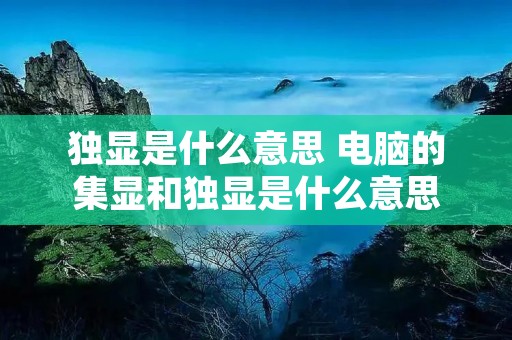 独显是什么意思 电脑的集显和独显是什么意思 独显是什么意思 电脑的集显和独显是什么意思