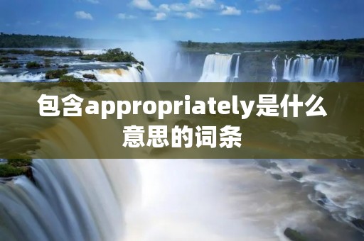 包含appropriately是什么意思的词条