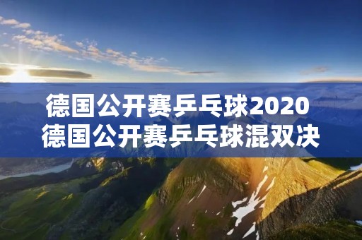 德国公开赛乒乓球2020 德国公开赛乒乓球混双决赛