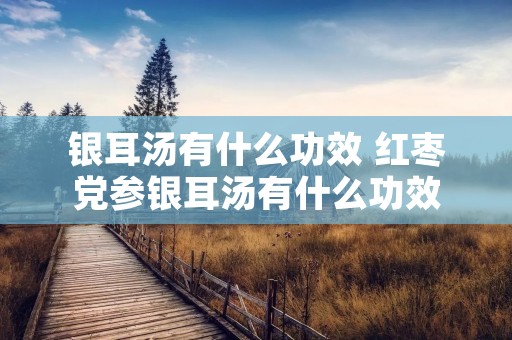 银耳汤有什么功效 红枣党参银耳汤有什么功效 银耳汤有什么功效 红枣党参银耳汤有什么功效