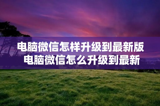 电脑微信怎样升级到最新版 电脑微信怎么升级到最新版本