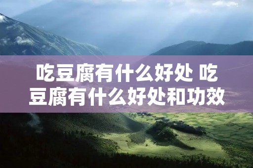吃豆腐有什么好处 吃豆腐有什么好处和功效