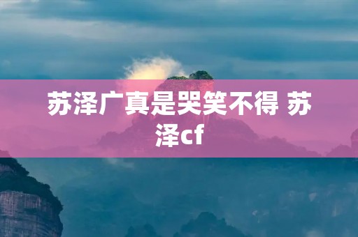 苏泽广真是哭笑不得 苏泽cf