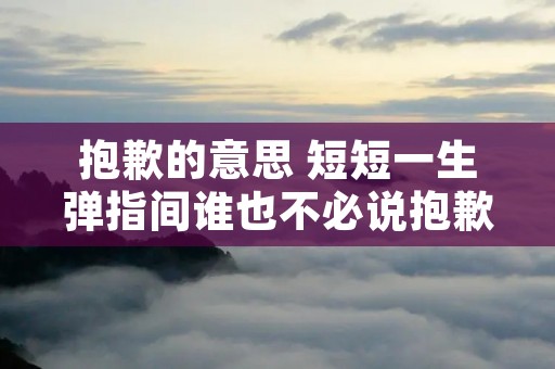 抱歉的意思 短短一生弹指间谁也不必说抱歉的意思