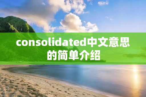 consolidated中文意思的简单介绍