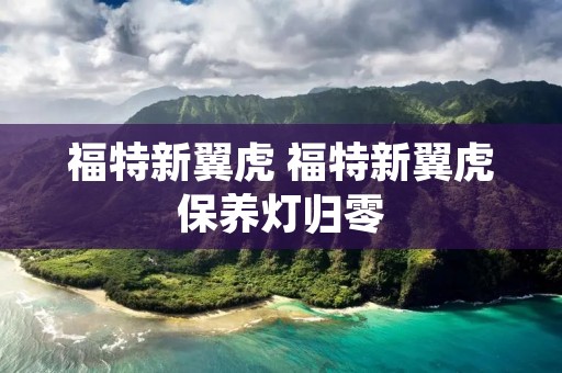 福特新翼虎 福特新翼虎保养灯归零 福特新翼虎 福特新翼虎保养灯归零